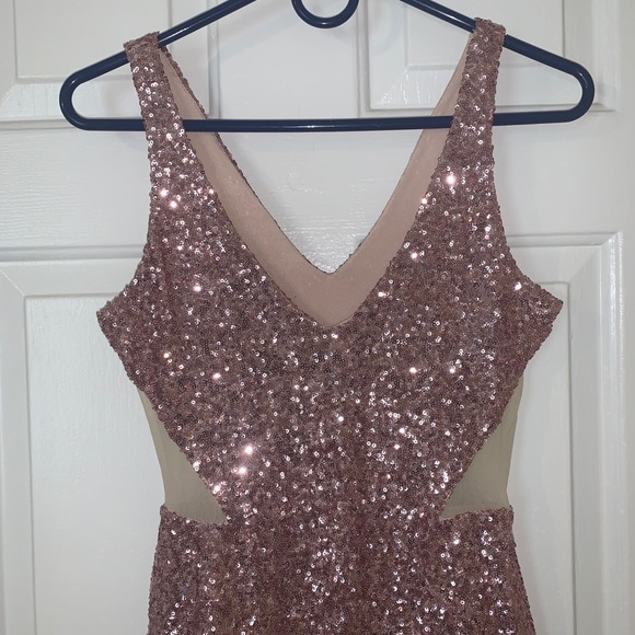 Bebe Sparkly Mesh-side Dress - Picture 6 of 7